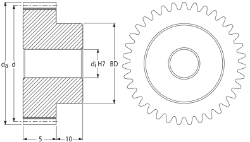 Ondrives Precision Gears and Gearboxes Part number  PSG0.5-180S Spur Gear