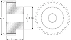 Ondrives Precision Gears and Gearboxes Part number  PSG0.8-28 Spur Gear