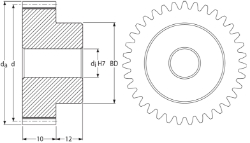 Ondrives Precision Gears and Gearboxes Part number  PSG1.0-25DL Spur Gear