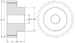 Ondrives Precision Gears and Gearboxes Part number  PSG1.5-19 Spur Gear