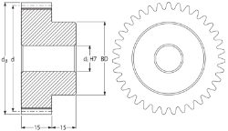 Ondrives Precision Gears and Gearboxes Part number  PSG1.5-20CI Spur Gear