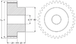 Ondrives Precision Gears and Gearboxes Part number  PSG2.0-52H Spur Gear
