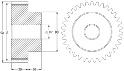 Ondrives Precision Gears and Gearboxes Part number  PSG2.0-26CI Spur Gear