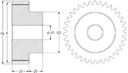 Ondrives Precision Gears and Gearboxes Part number  PSG2.5-20CI Spur Gear