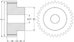 Ondrives Precision Gears and Gearboxes Part number  PSG3.0-19CI Spur Gear