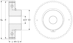 Ondrives Precision Gears and Gearboxes Part number  ABPSG0.5-55