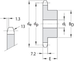 Ondrives Precision Gears and Gearboxes Part number  SCS12.7/7.75-22