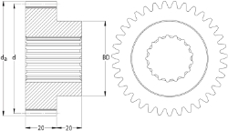 Ondrives Precision Gears and Gearboxes Part number  PSGS2.0-70 Spur Gear