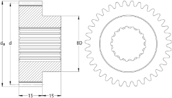 Ondrives Precision Gears and Gearboxes Part number  PSGS1.5-95 Spur Gear