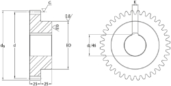 Ground Spur Gears Precision from Ondrives UK precision gear and gearbox manufacturer