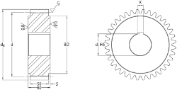 Ondrives Precision Gears and Gearboxes Part number  UPSG5.0-45H-K