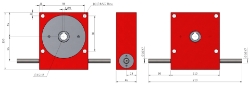 Drawing of Wormwheel gearbox shaft input with bore output made by Ondrives Precision Gears and Gearboxes