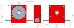 Drawing of Wormwheel gearbox shaft input with bore output made by Ondrives Precision Gears and Gearboxes