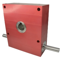 Wormwheel gearbox shaft input with bore output made by Ondrives Precision Gears and Gearboxes