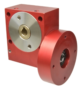 Wormwheel gearbox bore input interface with bore output made by Ondrives Precision Gears and Gearboxes