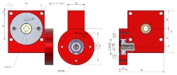 Drawing of Wormwheel gearbox bore input with bore output made by Ondrives Precision Gears and Gearboxes