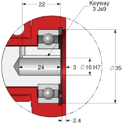 Drawing of Wormwheel gearbox bore input with bore output made by Ondrives Precision Gears and Gearboxes