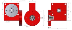 Drawing of Wormwheel gearbox bore input with bore output made by Ondrives Precision Gears and Gearboxes