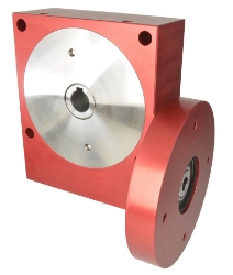 Wormwheel gearbox bore input interface with bore output made by Ondrives Precision Gears and Gearboxes