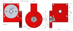 Drawing of Wormwheel gearbox bore input with bore output made by Ondrives Precision Gears and Gearboxes