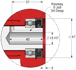 Drawing of Wormwheel gearbox bore input with bore output made by Ondrives Precision Gears and Gearboxes