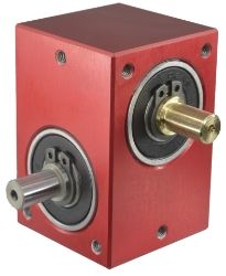 Low Backlash Right angle crossed axis helical gearbox reducer bore input and output compact design made by Ondrives Precision Gears and Gearboxes