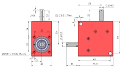 Drawing of Spiral Bevel Gearbox shaft input and output compact design made by Ondrives Precision Gears and Gearboxes