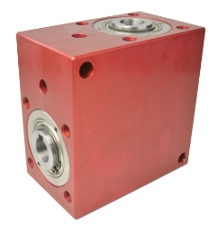 Spiral Bevel Gearbox bore  input and output compact design made by Ondrives Precision Gears and Gearboxes