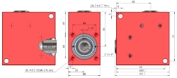 Drawing of Spiral Bevel Gearbox bore  input and output compact design made by Ondrives Precision Gears and Gearboxes