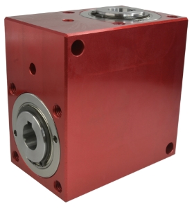 Spiral Bevel Gearbox bore  input and output compact design made by Ondrives Precision Gears and Gearboxes