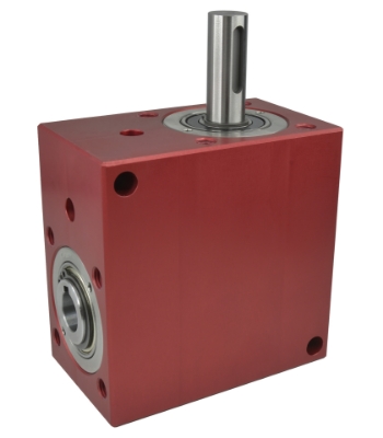 Spiral Bevel Gearbox bore or shaft input and output compact design made by Ondrives Precision Gears and Gearboxes