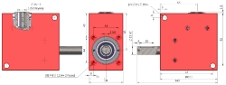 Drawing of Spiral Bevel Gearbox bore or shaft input and output compact design made by Ondrives Precision Gears and Gearboxes