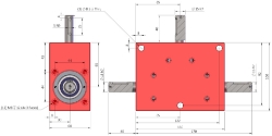 Drawing of Spiral Bevel Gearbox shaft input and output compact design made by Ondrives Precision Gears and Gearboxes