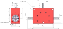 Drawing of Spiral Bevel Gearbox shaft input and output compact design made by Ondrives Precision Gears and Gearboxes