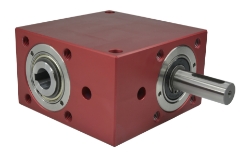 Spiral Bevel Gearbox bore or shaft input and output compact design made by Ondrives Precision Gears and Gearboxes