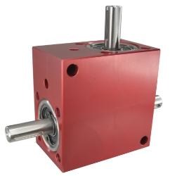 Spiral Bevel Gearbox shaft input and output compact design made by Ondrives Precision Gears and Gearboxes