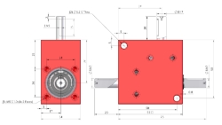 Drawing of Spiral Bevel Gearbox shaft input and output compact design made by Ondrives Precision Gears and Gearboxes