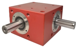 Spiral Bevel Gearbox shaft input and output compact design made by Ondrives Precision Gears and Gearboxes