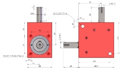 Drawing of Spiral Bevel Gearbox shaft input and output compact design made by Ondrives Precision Gears and Gearboxes