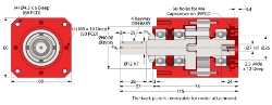 Drawing of Servo Gearbox bore input, shaft output compact design made by Ondrives Precision Gears and Gearboxes